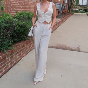 Fashion Nova Linen Vest Pant Set